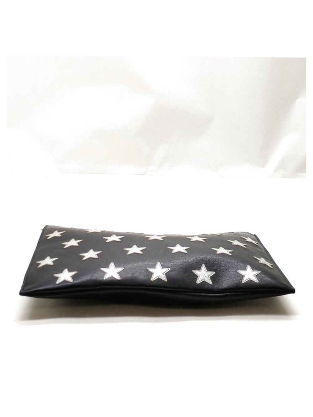 Authentic Saint Laurent Stars Clutch Black Leather Zip Pouch YSL Designer Bag - Picture 6 of 16